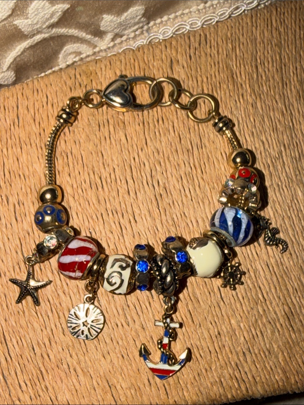 Charm bracelet nautical charms seahorse boat starfish